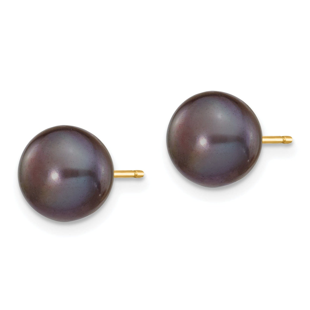 Lovely Rita's Earrings 14k Yellow Gold Black Button Black Pearl Earrings