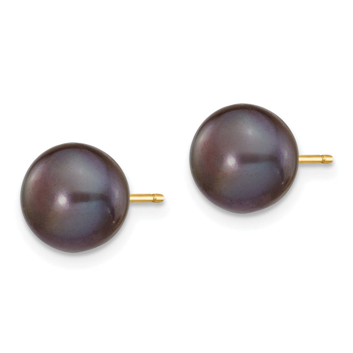 Lovely Rita's Earrings 14k Yellow Gold Black Button Black Pearl Earrings