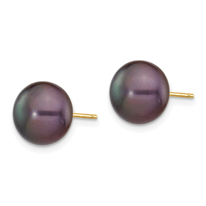 Lovely Rita's Earrings 14k Yellow Gold Black Button Pearl Earrings