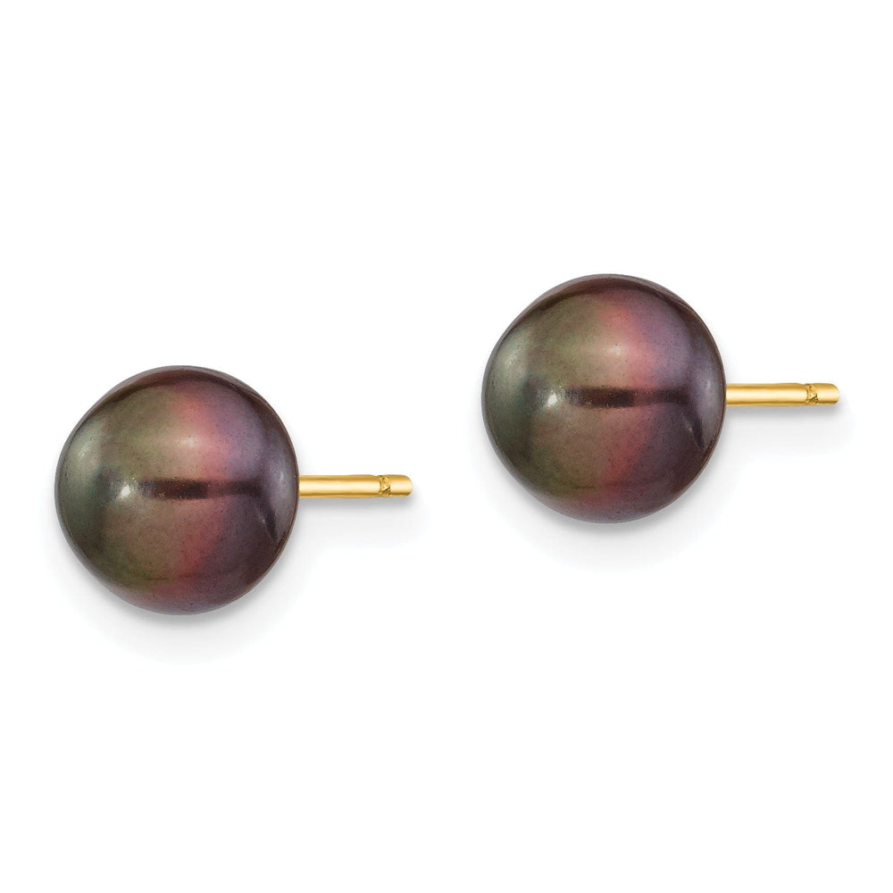Lovely Rita's Earrings 14k Yellow Gold Black Button Pearl Earrings