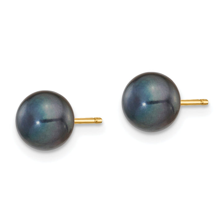 Lovely Rita's Earrings 14k Yellow Gold Black Button Pearl Earrings