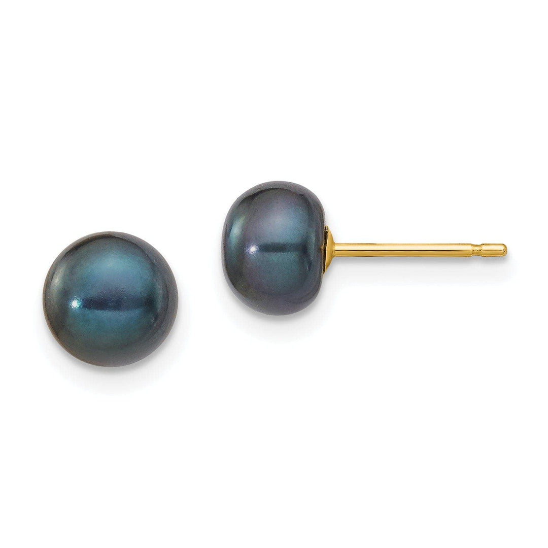 Lovely Rita's Earrings 14k Yellow Gold Black Button Pearl Earrings