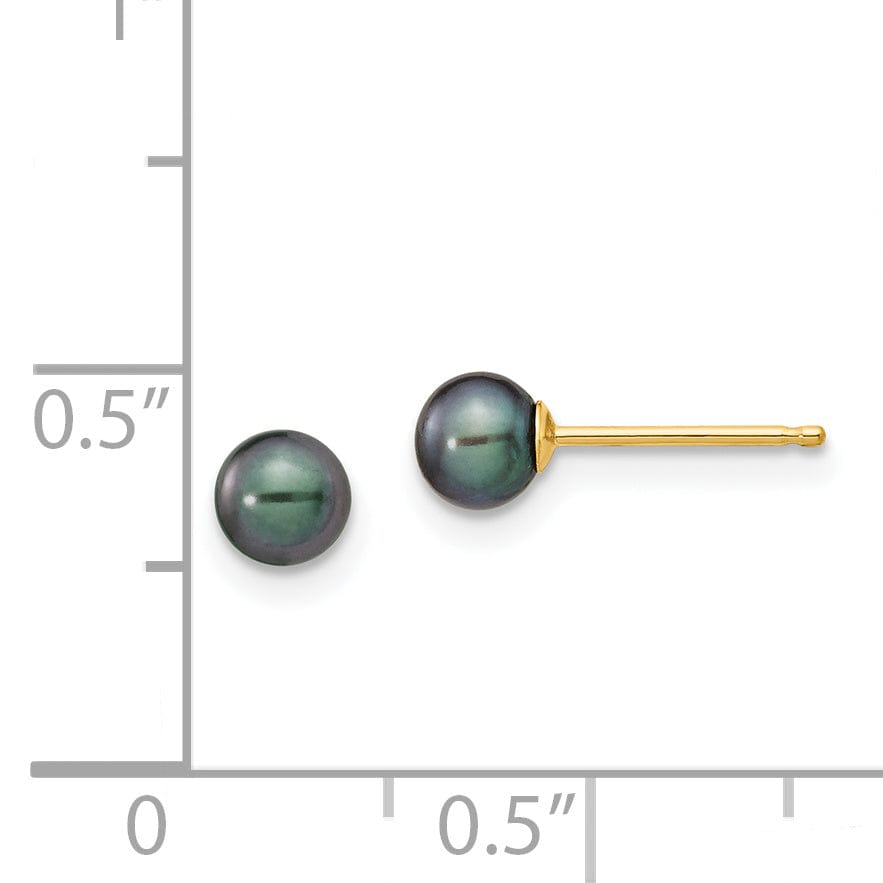 Lovely Rita's Earrings 14k Yellow Gold Black Cultured Pearl Earrings