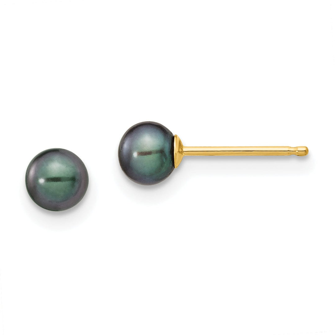 Lovely Rita's Earrings 14k Yellow Gold Black Cultured Pearl Earrings