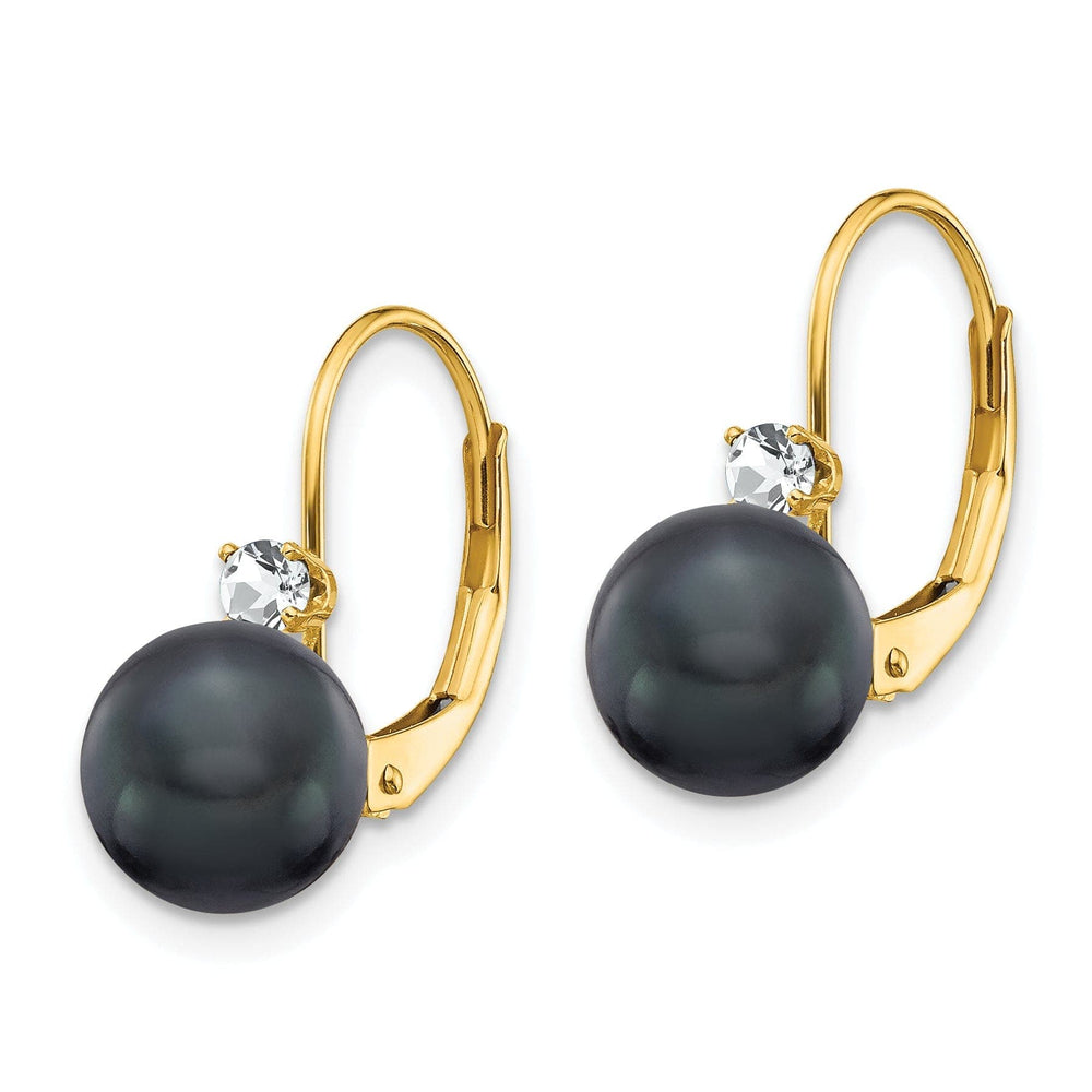 Lovely Rita's Earrings 14k Yellow Gold Black Pearl Diamond Earrings