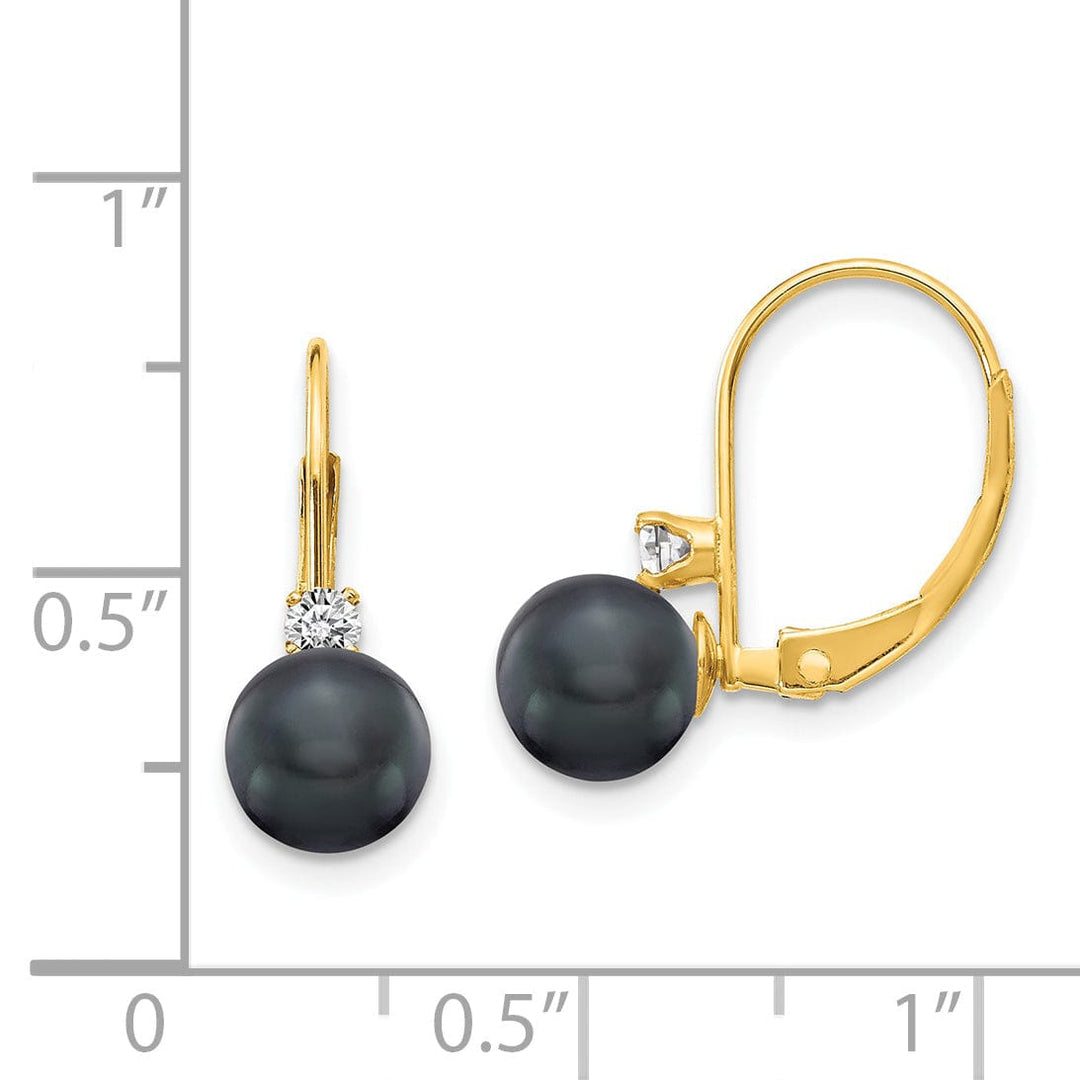 Lovely Rita's Earrings 14k Yellow Gold Black Pearl Diamond Earrings