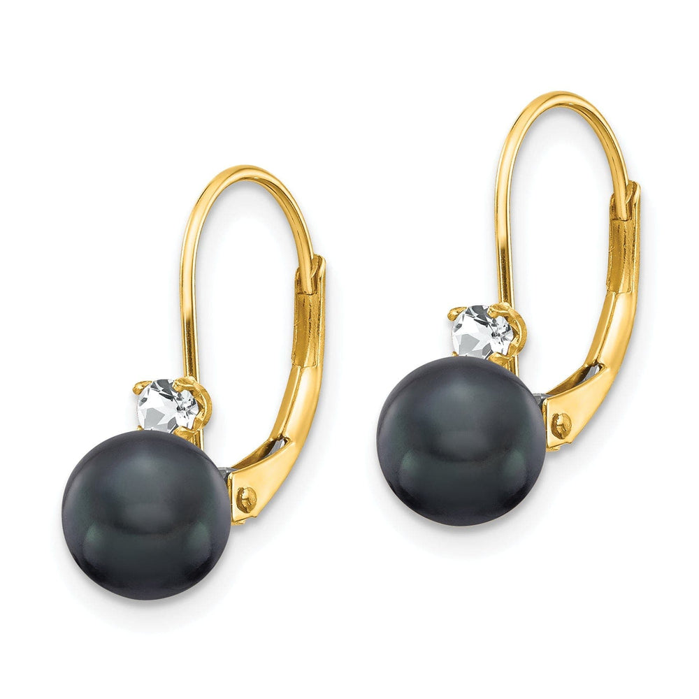 Lovely Rita's Earrings 14k Yellow Gold Black Pearl Diamond Earrings