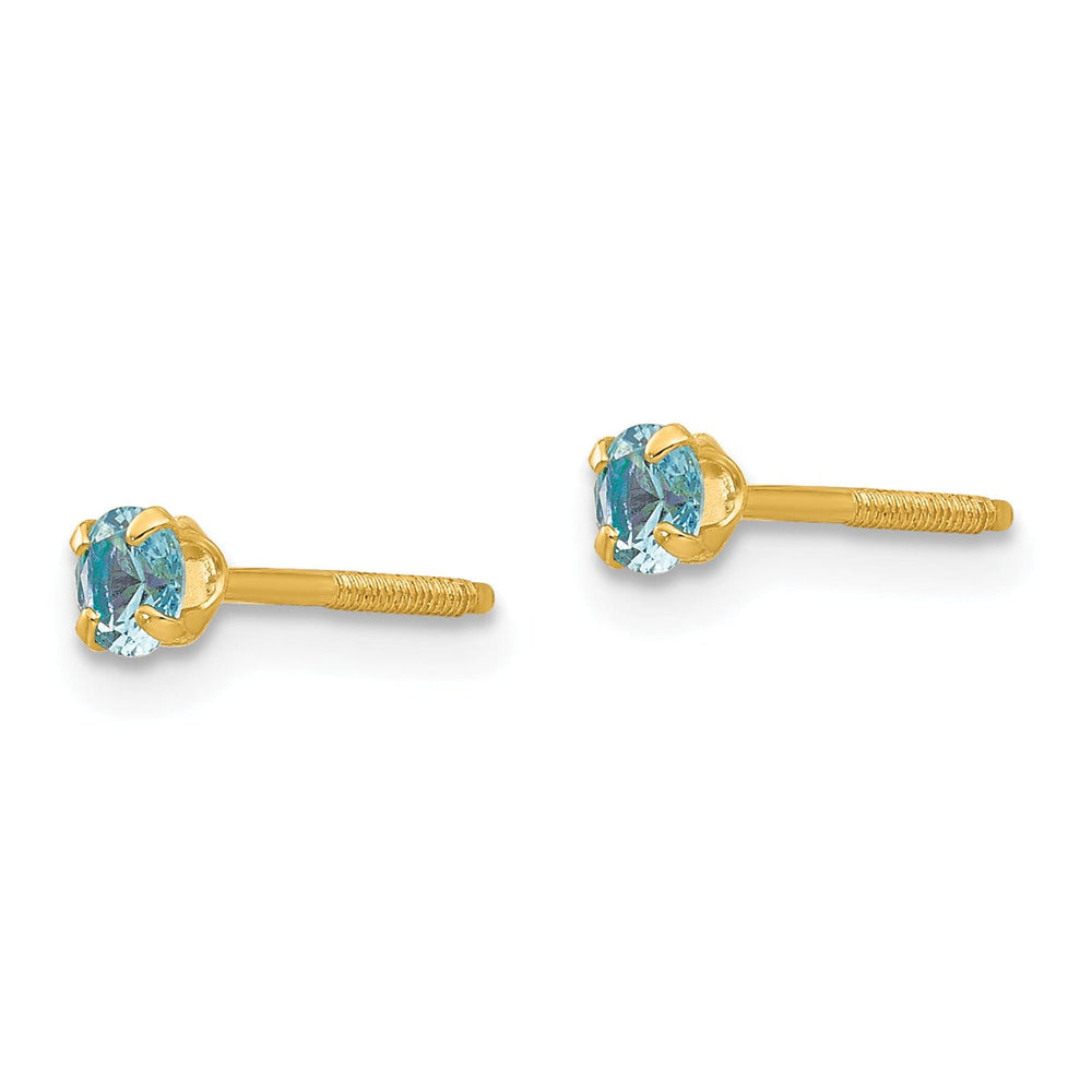 Lovely Rita's Earrings 14k Yellow Gold Blue C.Z Birthstone Earrings
