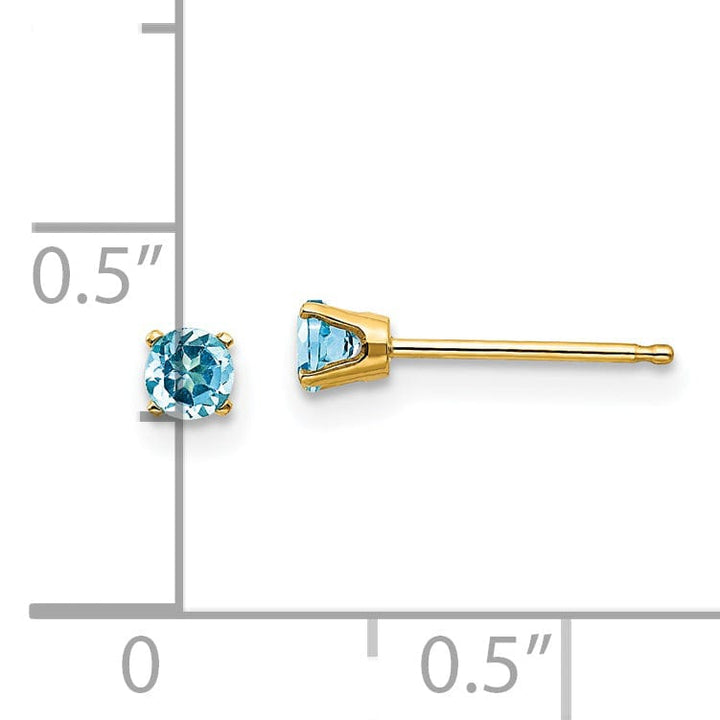Lovely Rita's Earrings 14k Yellow Gold Blue Topaz Birthstone Earrings