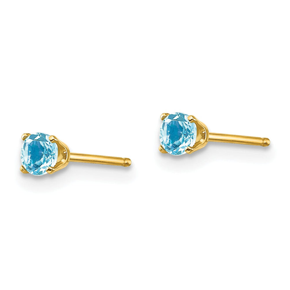 Lovely Rita's Earrings 14k Yellow Gold Blue Topaz Birthstone Earrings