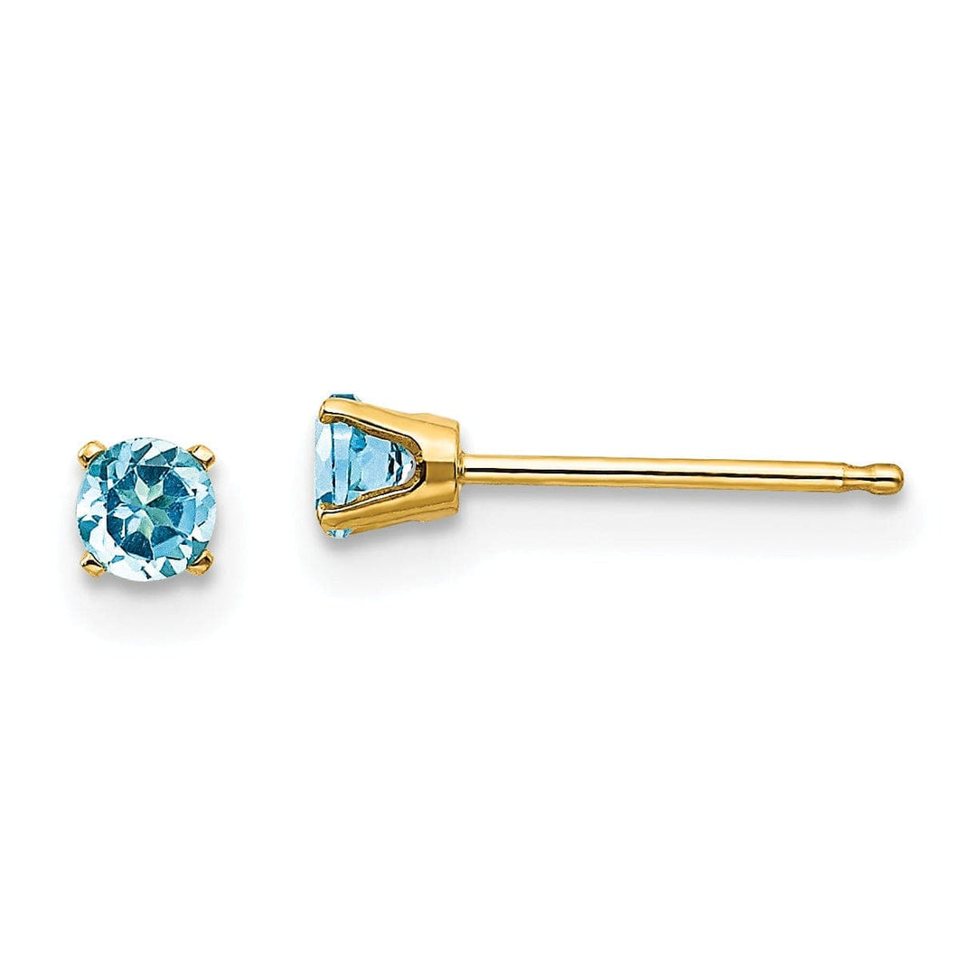 Lovely Rita's Earrings 14k Yellow Gold Blue Topaz Birthstone Earrings