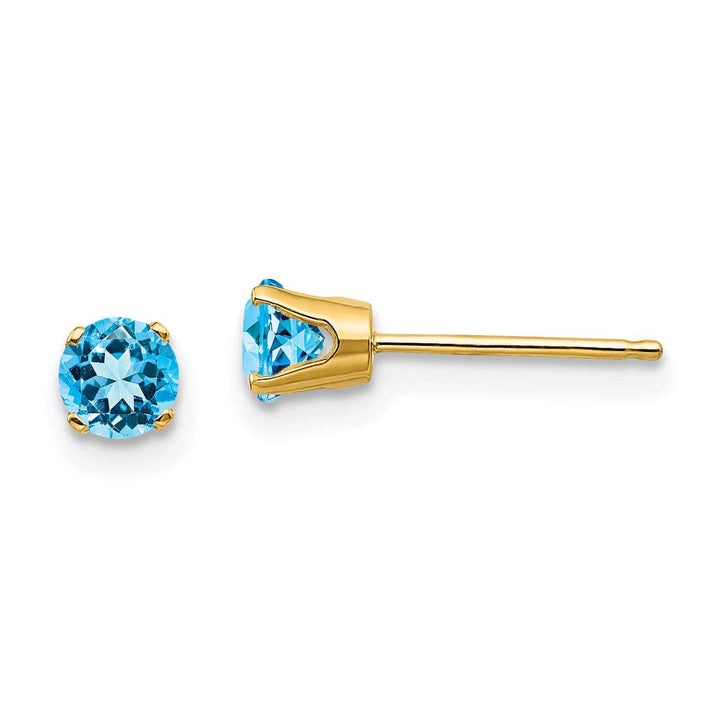 Lovely Rita's Earrings 14k Yellow Gold Blue Topaz Birthstone Earrings