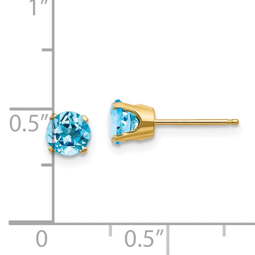 Lovely Rita's Earrings 14k Yellow Gold Blue Topaz Birthstone Earrings