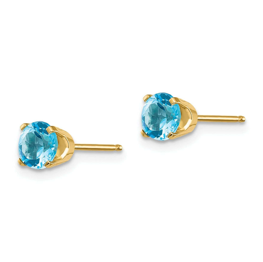 Lovely Rita's Earrings 14k Yellow Gold Blue Topaz Birthstone Earrings