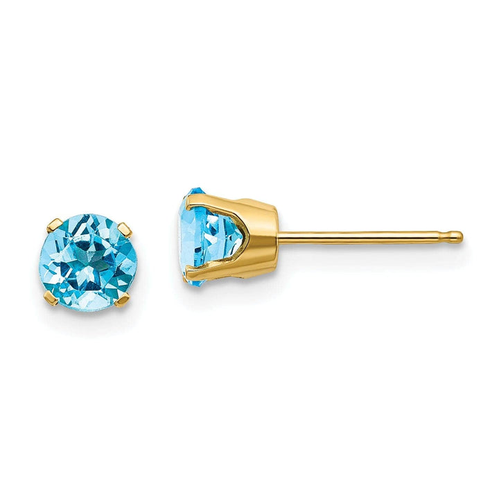 Lovely Rita's Earrings 14k Yellow Gold Blue Topaz Birthstone Earrings