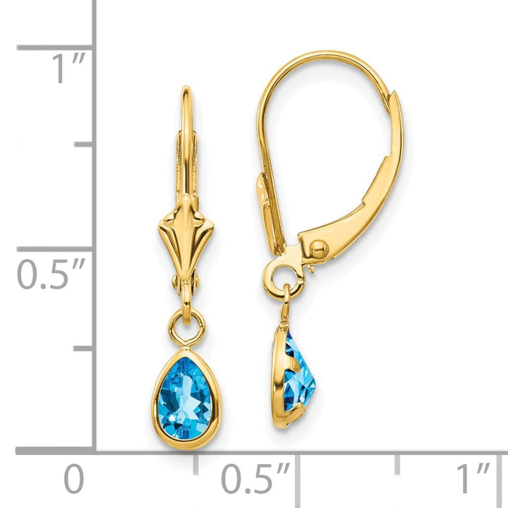 Lovely Rita's Earrings 14k Yellow Gold Blue Topaz Birthstone Earrings