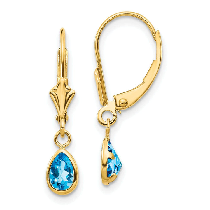 Lovely Rita's Earrings 14k Yellow Gold Blue Topaz Birthstone Earrings