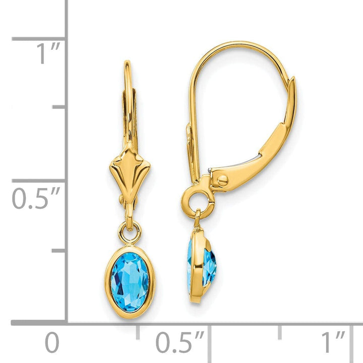 Lovely Rita's Earrings 14k Yellow Gold Blue Topaz Birthstone Earrings