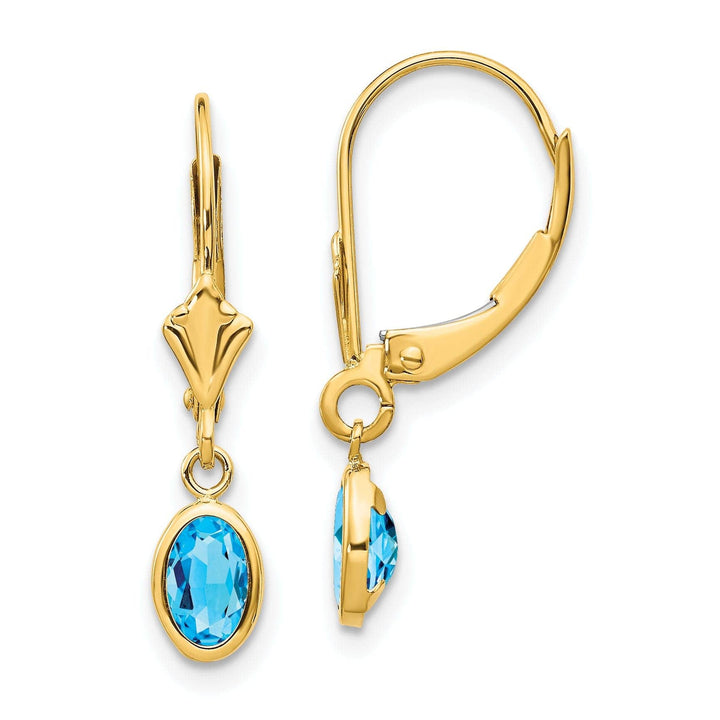 Lovely Rita's Earrings 14k Yellow Gold Blue Topaz Birthstone Earrings