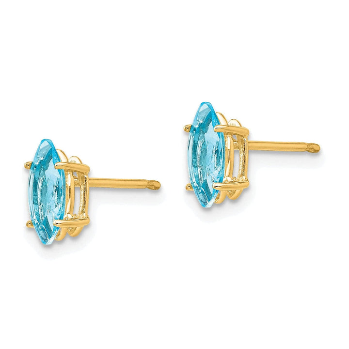 Lovely Rita's Earrings 14k Yellow Gold Blue Topaz Marquise Earring