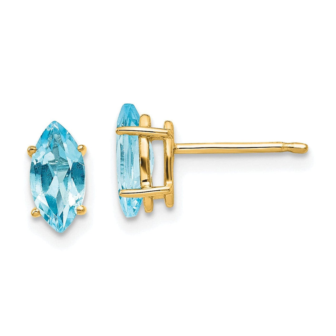 Lovely Rita's Earrings 14k Yellow Gold Blue Topaz Marquise Earring
