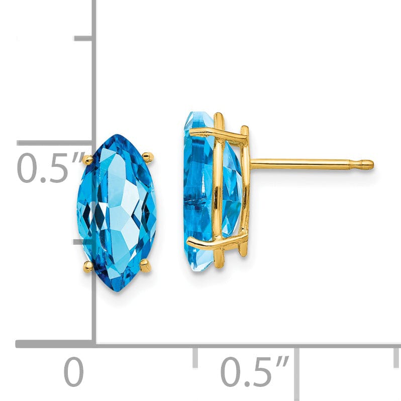 Lovely Rita's Earrings 14k Yellow Gold Blue Topaz Marquise Earring