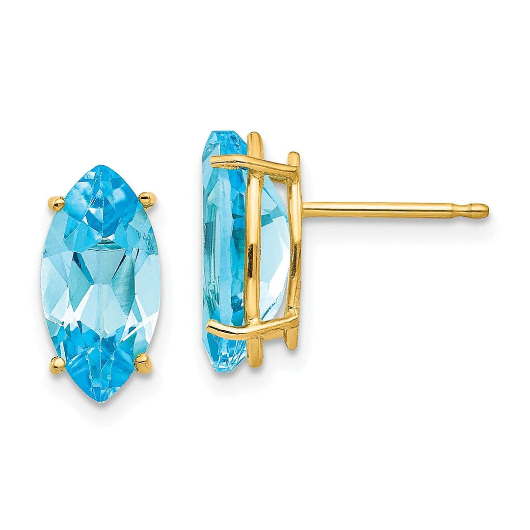 Lovely Rita's Earrings 14k Yellow Gold Blue Topaz Marquise Earring