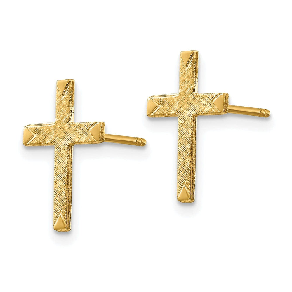 Lovely Rita's Earrings 14k Yellow Gold Brushed Finish Cross Earrings