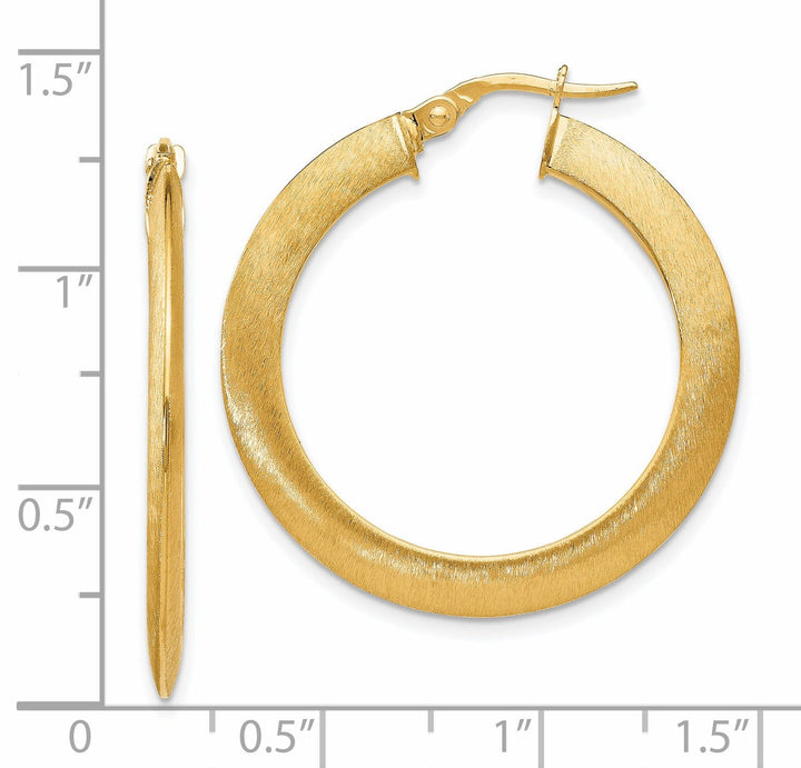 Lovely Rita's Earrings 14k Yellow Gold Brushed Hinged Hoop Earrings