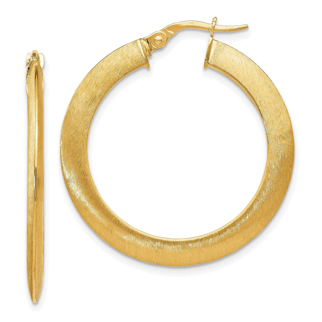 Lovely Rita's Earrings 14k Yellow Gold Brushed Hinged Hoop Earrings