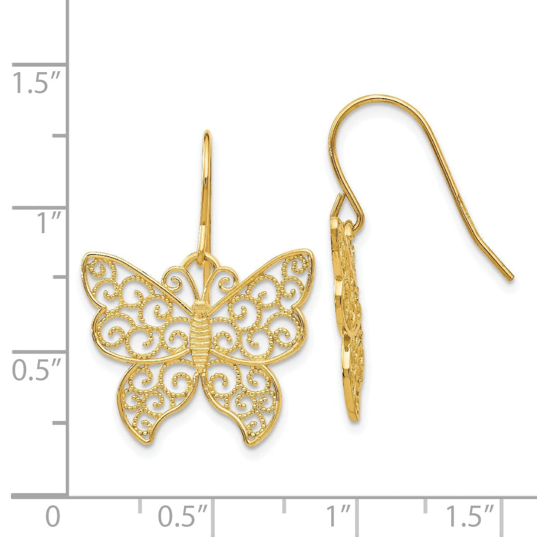 Lovely Rita's Earrings 14k Yellow Gold Butterfly Earrings