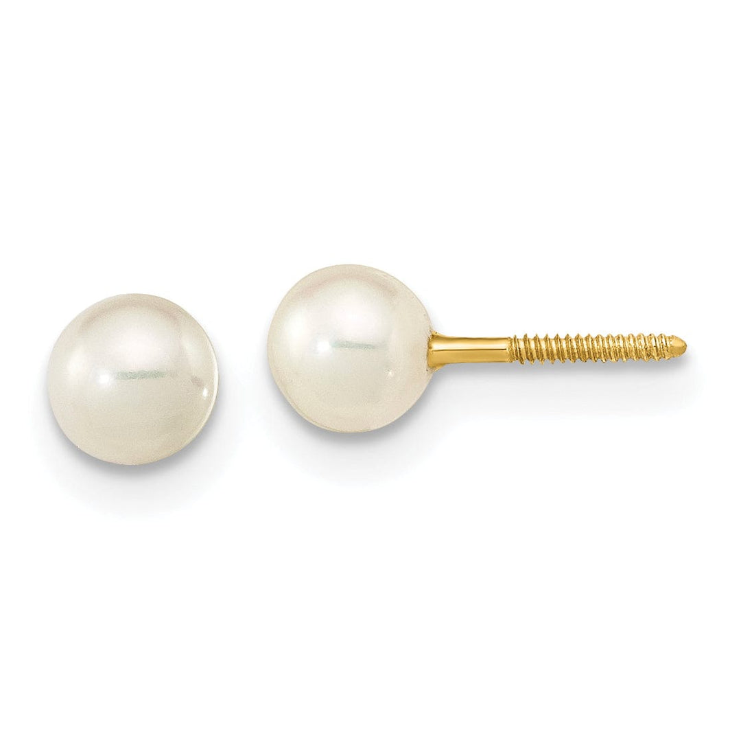 Lovely Rita's Earrings 14k Yellow Gold Button Cultured Pearl Earrings