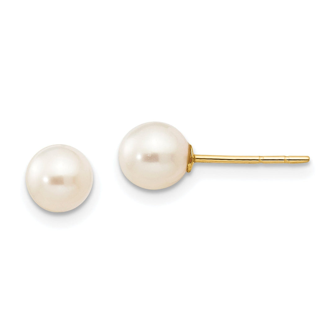 Lovely Rita's Earrings 14k Yellow Gold Button Cultured Pearl Earrings