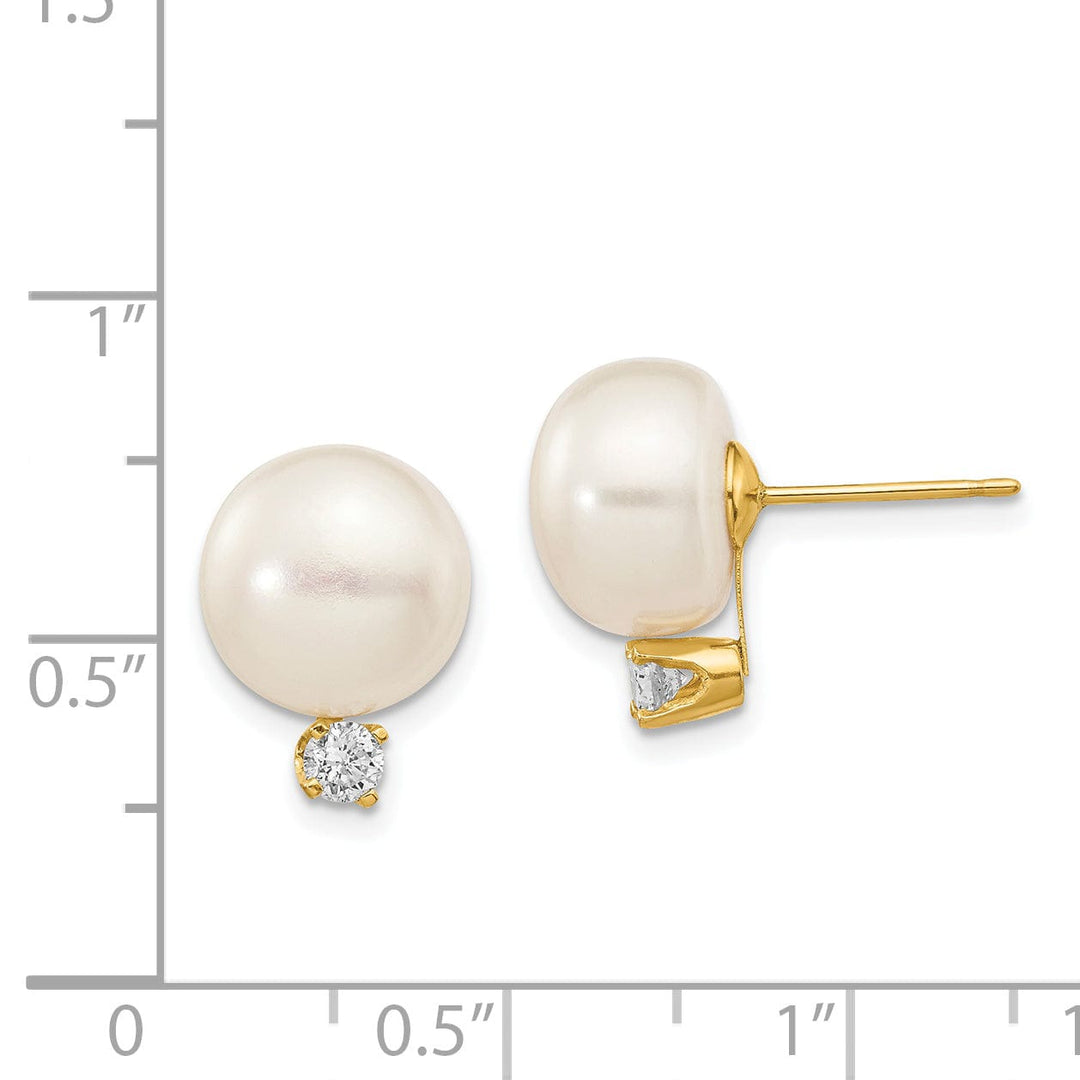 Lovely Rita's Earrings 14k Yellow Gold Button Pearl Diamond Earrings
