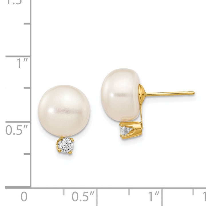 Lovely Rita's Earrings 14k Yellow Gold Button Pearl Diamond Earrings