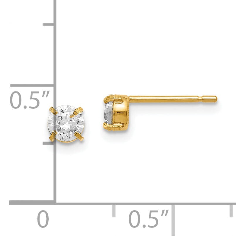 Lovely Rita's Earrings 14k Yellow Gold C.Z Stud 4.0mm Earrings