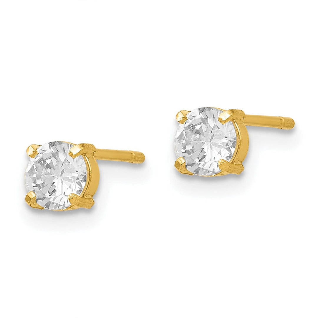 Lovely Rita's Earrings 14k Yellow Gold C.Z Stud 4.0mm Earrings