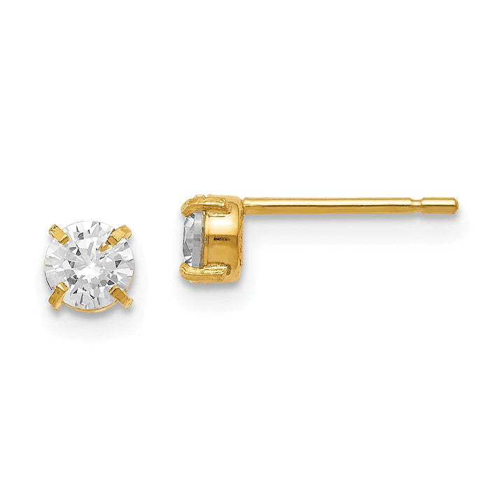 Lovely Rita's Earrings 14k Yellow Gold C.Z Stud 4.0mm Earrings