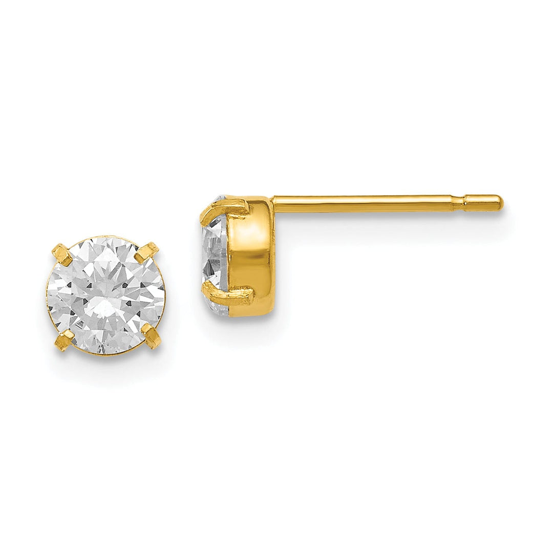Lovely Rita's Earrings 14k Yellow Gold C.Z Stud 5.0mm Earrings