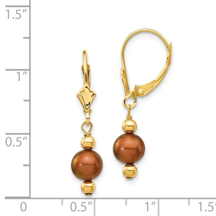 Lovely Rita's Earrings 14k Yellow Gold Chocolate Pearl Bead Earrings
