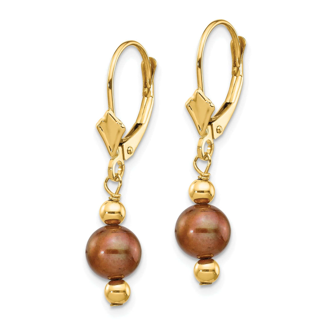 Lovely Rita's Earrings 14k Yellow Gold Chocolate Pearl Bead Earrings