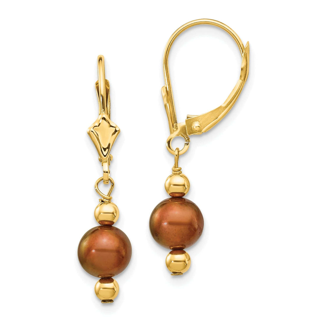 Lovely Rita's Earrings 14k Yellow Gold Chocolate Pearl Bead Earrings