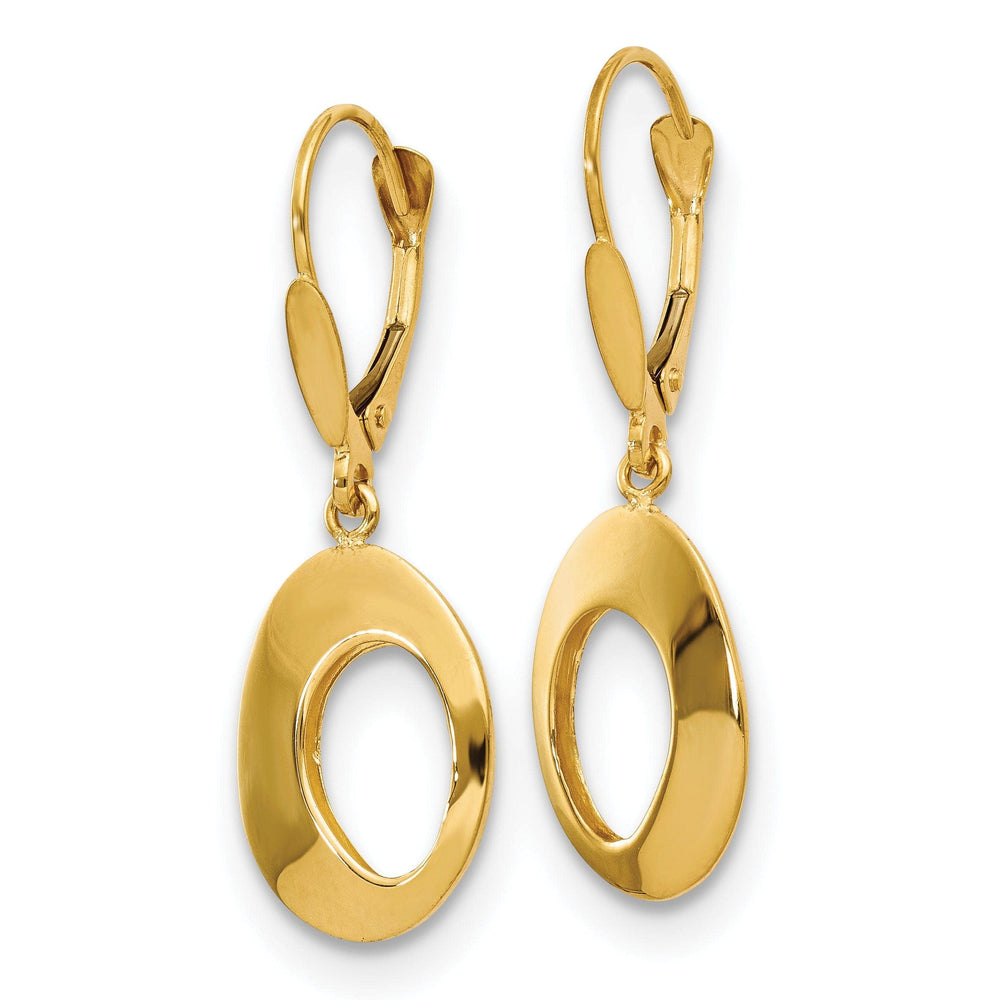 Lovely Rita's Earrings 14k Yellow Gold Circles Leverback Earrings