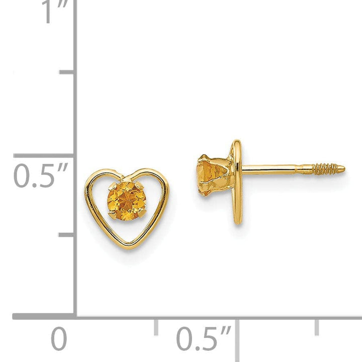 Lovely Rita's Earrings 14k Yellow Gold Citrine Birthstone Heart Earring