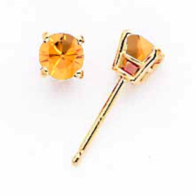 Lovely Rita's Earrings 14k Yellow Gold Citrine Diamond Round Stud Earring