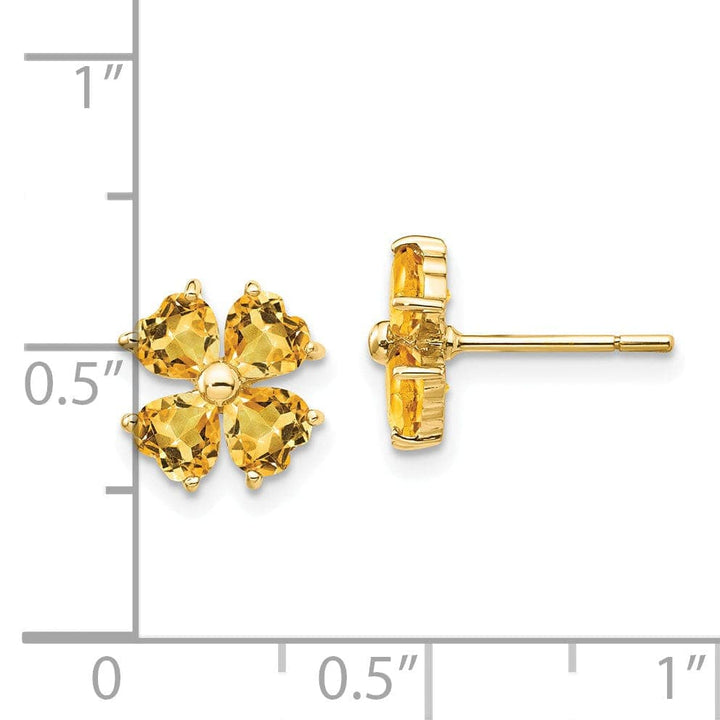 Lovely Rita's Earrings 14k Yellow Gold Citrine Flower Post Earrings