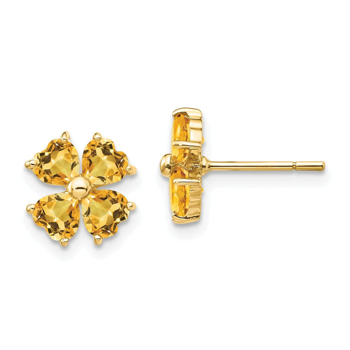 Lovely Rita's Earrings 14k Yellow Gold Citrine Flower Post Earrings