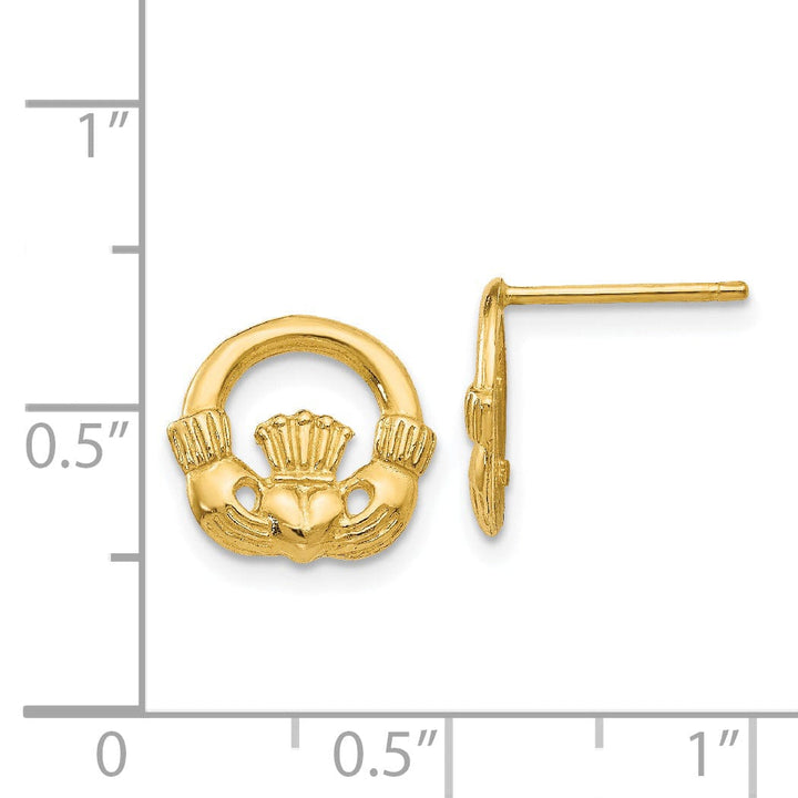 Lovely Rita's Earrings 14k Yellow Gold Claddagh Post Earings