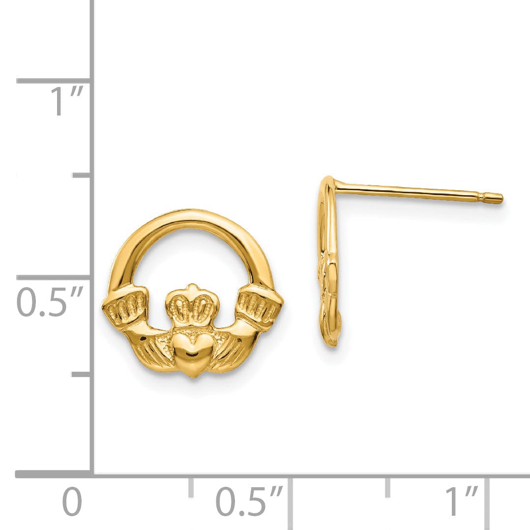 Lovely Rita's Earrings 14k Yellow Gold Claddagh Post Earings