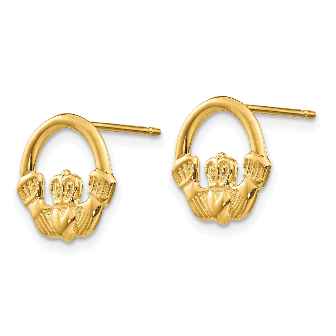 Lovely Rita's Earrings 14k Yellow Gold Claddagh Post Earings